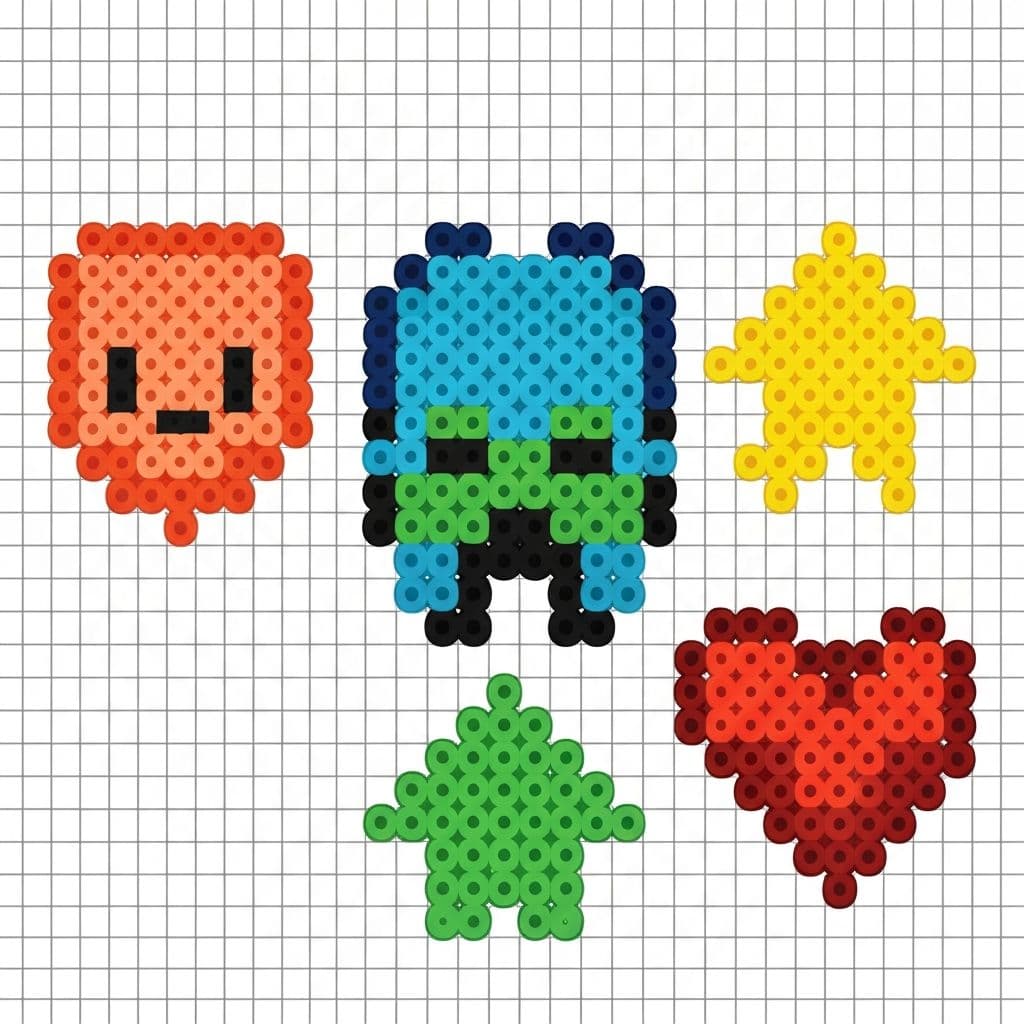 Colorful Perler Bead pixel art pattern showcase
